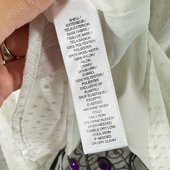 Loft white chiffon swiss dot long sleeve blouse size S - Picture 4 of 12